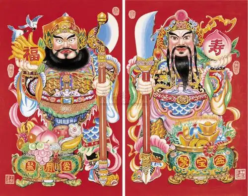 2235 门神(福寿) 立轴 设色纸本