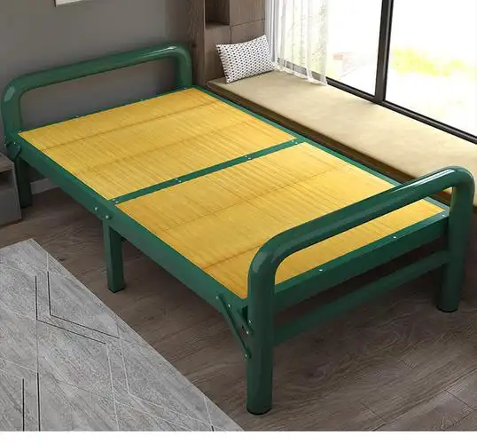 竹板床 折叠床单人竹板床简易便携式家用成人午休床加固铁架小床 升级