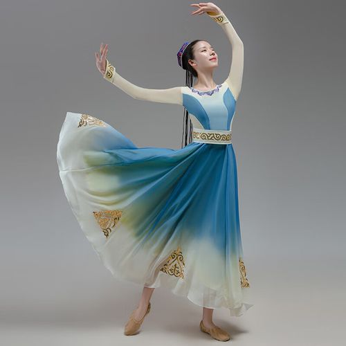 法比兔新疆舞蹈表演服装大摆裙维吾尔族演出服少数民族风连衣裙女艺考