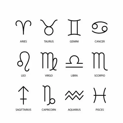 简约黑色线条十二星座符号png图片免抠矢量素材