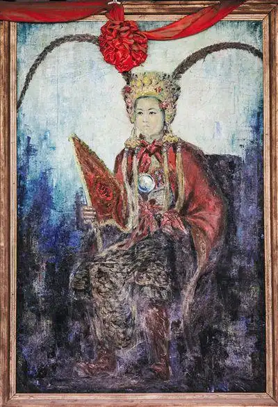 海口市新坡镇冼太夫人纪念馆内的冼夫人画像.