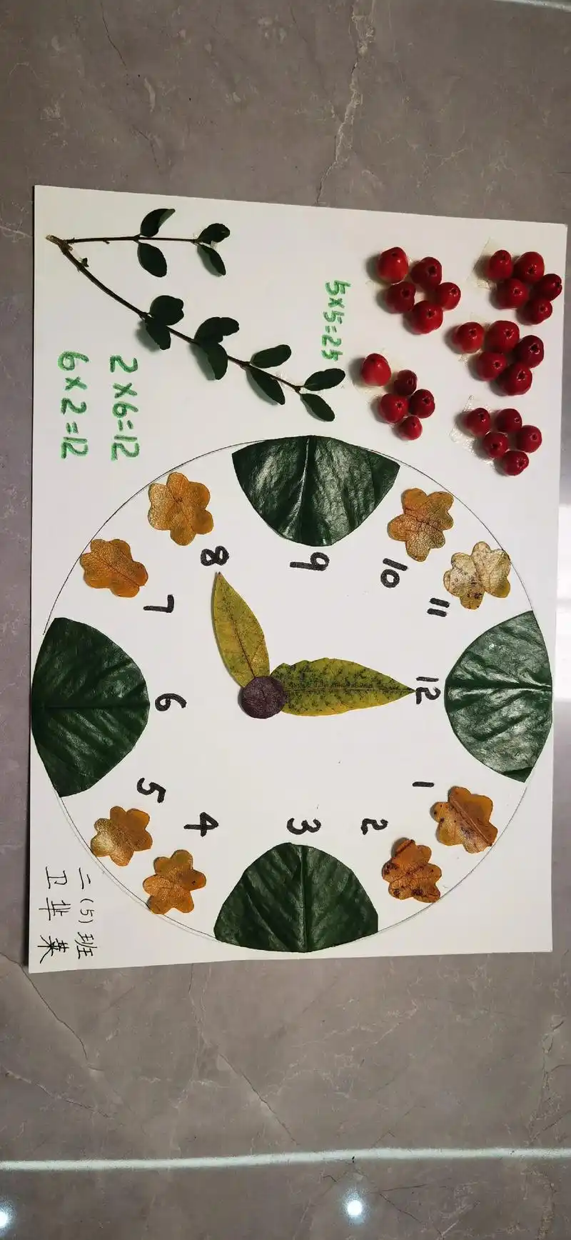 二年级作业{秋天里的数学}{语文找秋天}.#树叶画 #成果展 - 抖音