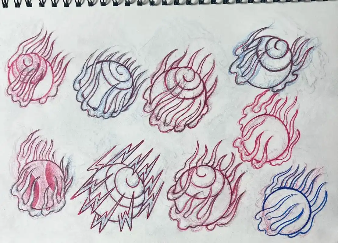 火焰画法练习.跟@雲鹤-南流 学习#传统纹身 #图案设计 # - 抖音