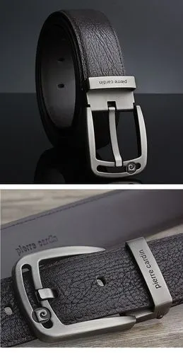 皮尔卡丹皮带男年轻人真皮针扣学生腰带