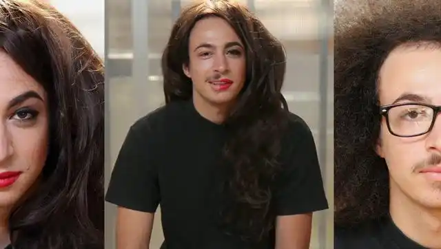 一群男士男扮女妆,画出来效果感觉好奇特!