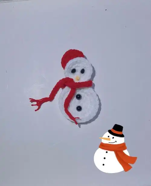 关于没有小小黑色眼睛贴片98,用了黑色毛线替代的古怪雪人眼睛98