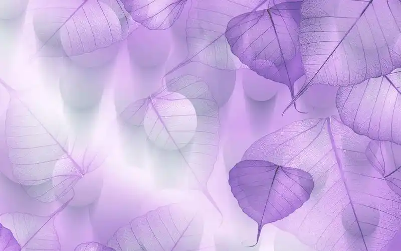 现代唯美欧式暖紫色3d树叶剪影梦幻背景墙