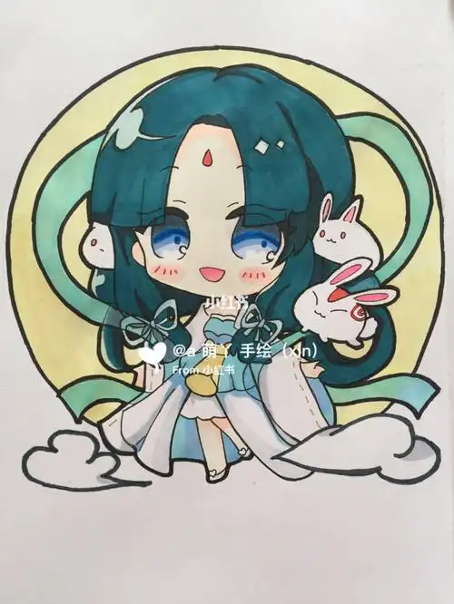 迷你世界q版头像人物手绘画线稿临摹柳仙儿