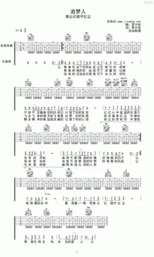 罗大佑 - 追梦人 [弹唱 刘传] 吉他谱