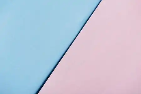 抽象粘贴几何创意背景浅粉色和蓝色. 现代和时尚的最小纸构图.