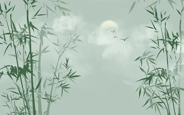 古风竹林水墨水彩云雾唯美意境中国风手绘插画背景中国风古风中国风花