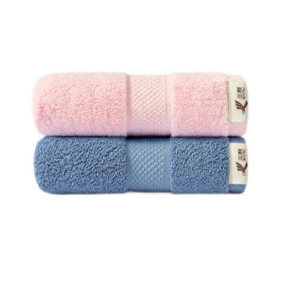 三利 纯棉毛巾加厚新疆棉a类家用洗脸洗澡毛巾男女通用 2条装 深蓝 桃