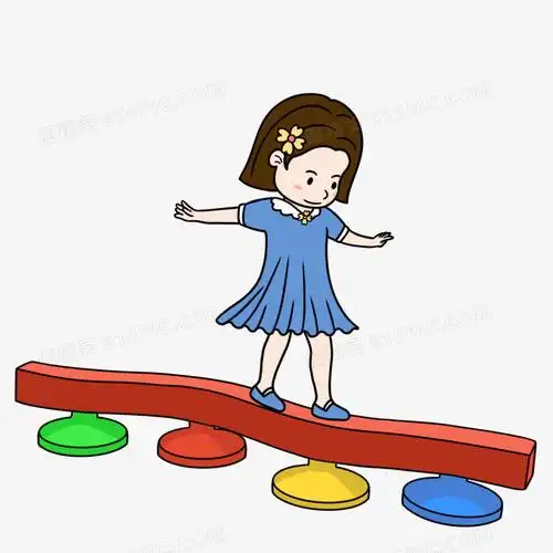 卡通手绘儿童走平衡木元素
