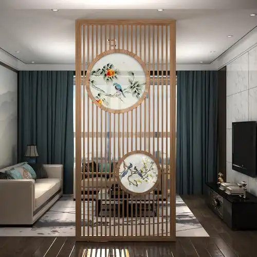 新中式遮挡玄关镂空实木办公酒店家用入户隔断座屏