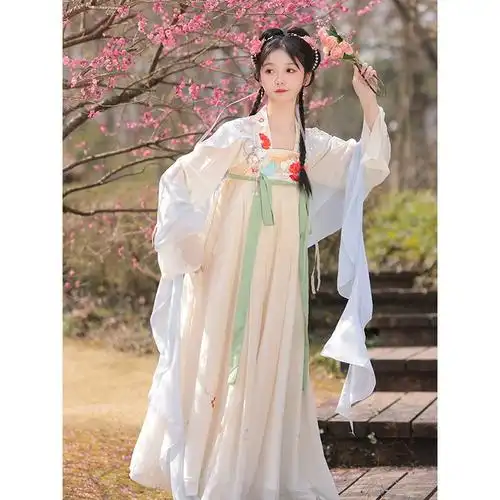 唐制齐胸襦裙汉服女2024新款柒玥瑾原创满园春色春季日常古装