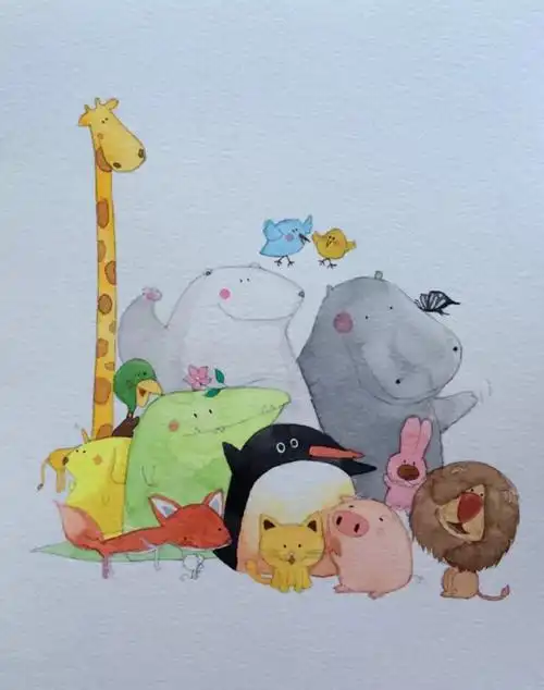 手绘水彩动物卡通httpberaberataobaocom