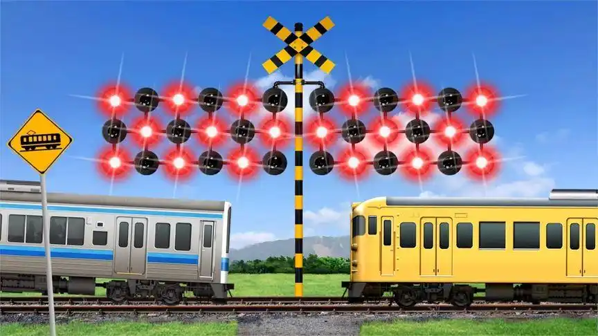 铁路上的交通信号灯出现故障,小火车们差点撞一起,太刺激了