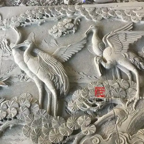 古建宗祠壁画松鹤延年石浮雕赏析