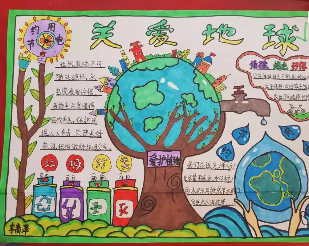 世界地球日,关爱地球手抄报