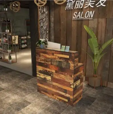 美发店吧台桌收银台复古图片