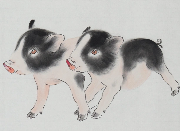 张老师8现代作家写意画六尺四开动物猪_猪_动物_国画_装饰作品_园圆堂