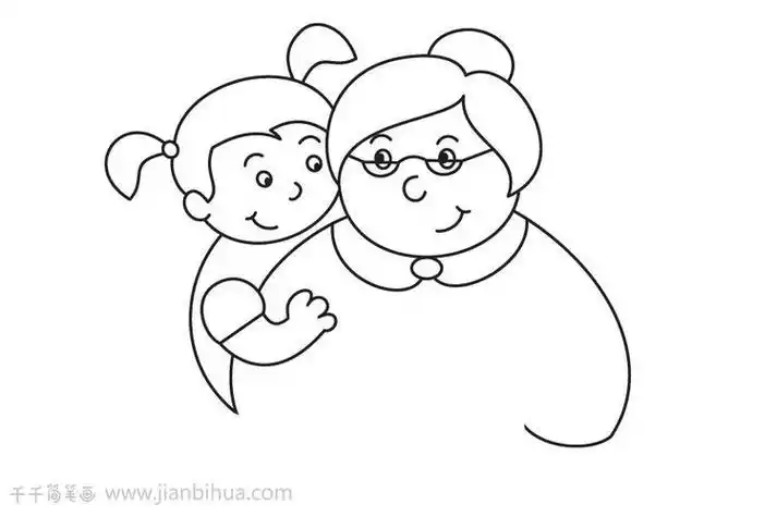 姥姥姥爷一家人简笔画过年去奶奶家简笔画奶奶和孙女简笔画图片奶奶和