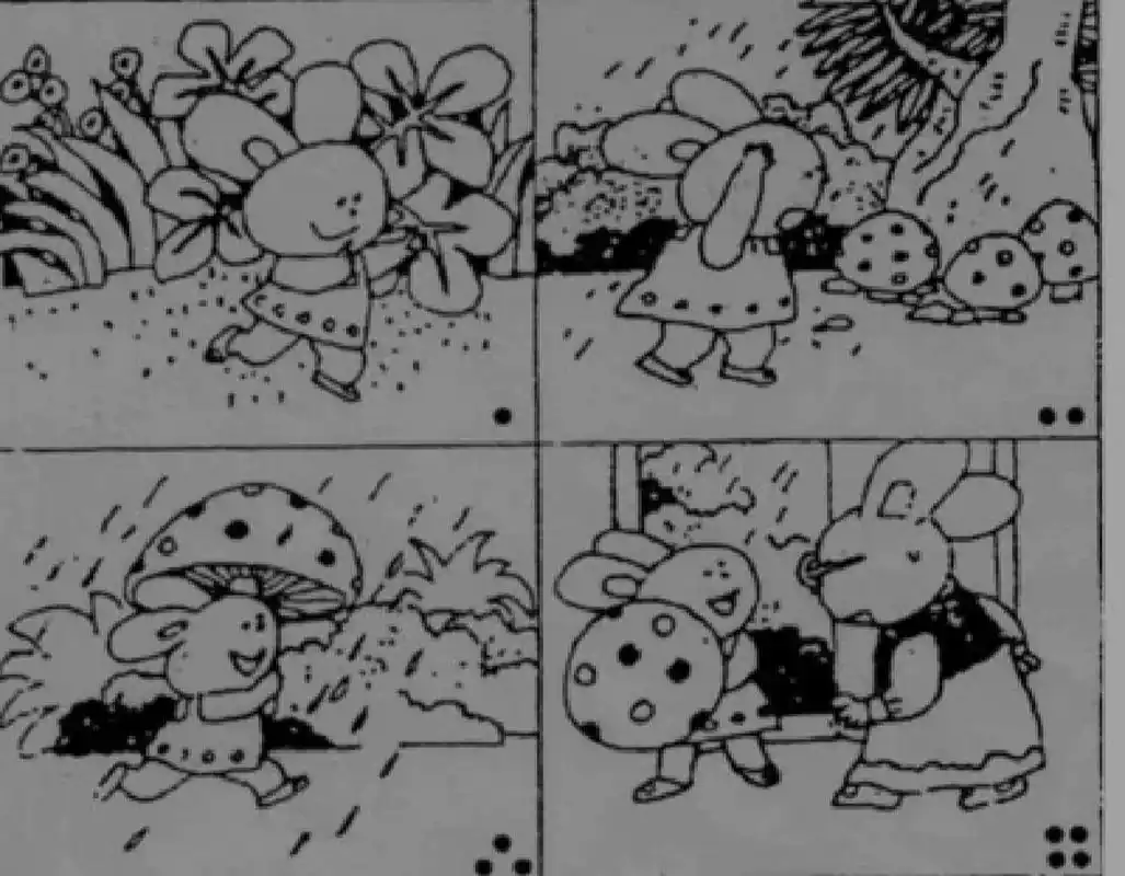 看图写话 聪明的小兔 一个阳光明媚的早晨,小兔准备去奶奶家住几天,它