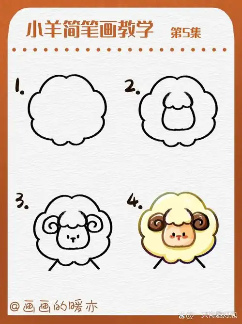 小羊🐑简笔画来啦～四个步骤就能学会哦❗️