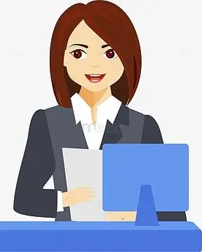 商务卡通小人工作电脑