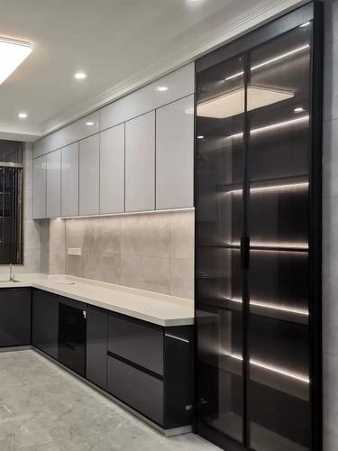 隐框门3c钢化玻璃 橱柜门定做 晶钢门板 厨房金刚门订做隐形边框