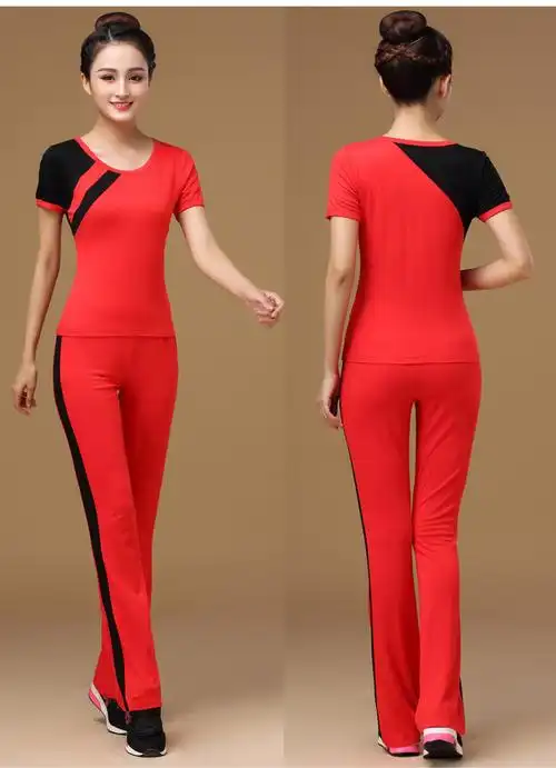 洛神春夏广场舞服装新款套装女大码短袖中老年运动成人演出舞蹈服