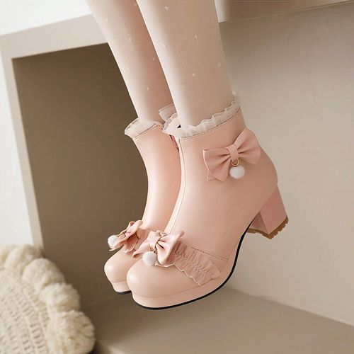 洛丽塔鞋子高跟鞋短靴马丁靴小孩的高跟鞋洛丽塔时尚走秀配裙子的鞋子