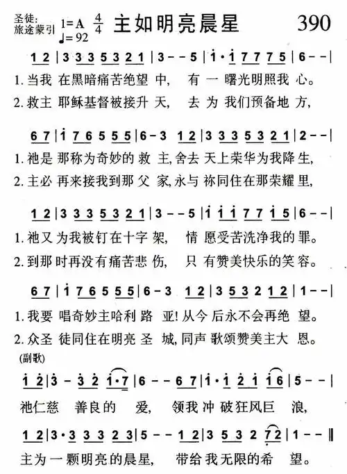 主如明亮晨星) / 南窗听雨编辑相关歌谱:[简谱]主如明亮晨星 菇方