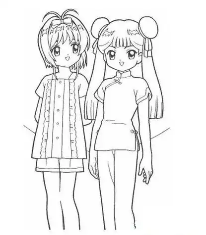 简笔画 卡通动漫简笔画 小樱和知世魔卡少女樱简笔画图片欣赏   小樱