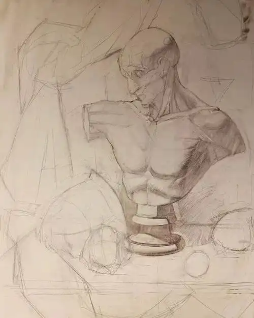 美式石膏像素描画法欣赏