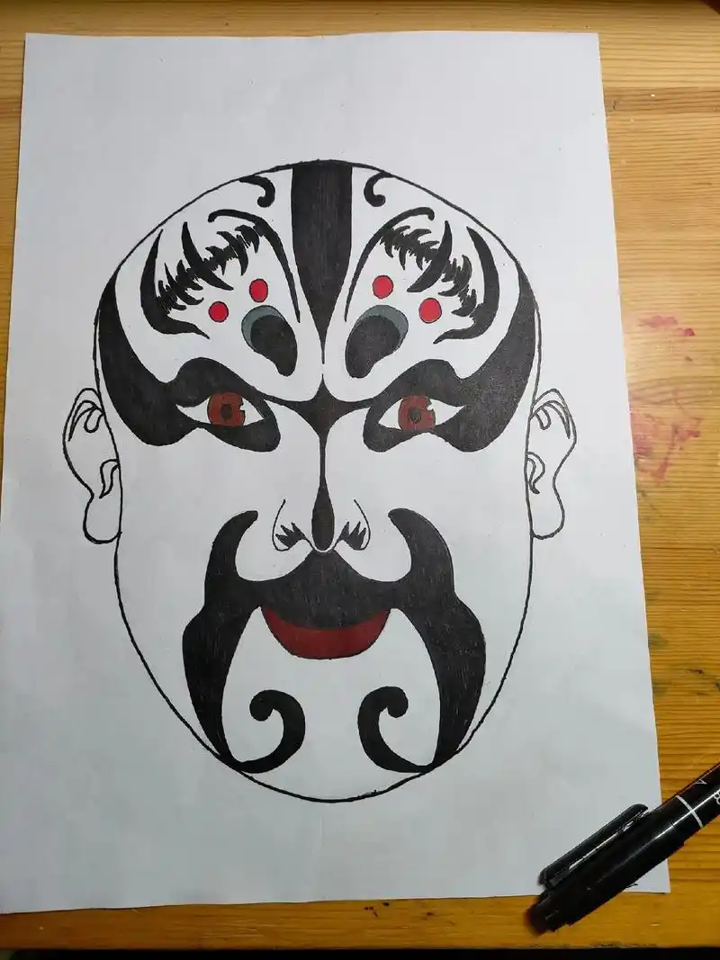 京剧脸谱作业#脸谱绘画 #纯手绘 #画了个画 #京剧脸谱 - 抖音