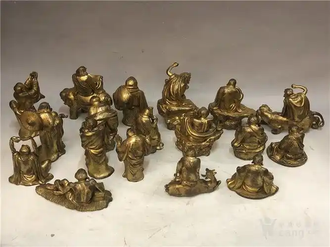 明代铜鎏金佛像十八罗汉一套