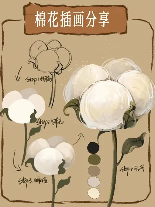 零基础绘画教程如果画一朵棉花