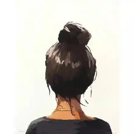 唯美背影女生丸子头