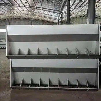 不锈钢单双面料槽保育育肥猪用料槽自由可调节下料器双谱养殖