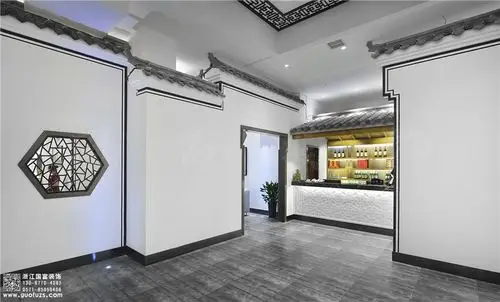 杭州萧山区饭店装修,徽派中餐厅装修设计案例-浙江国富装饰
