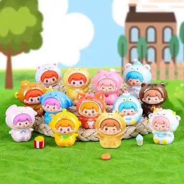 10卡通可爱奶呼萌宠派对盲盒潮玩公仔手办办公桌面摆件儿童学生礼品