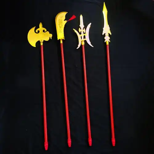 厂家批发电镀三国兵器儿童玩具棒赵云枪关公刀道具庙会景区货源