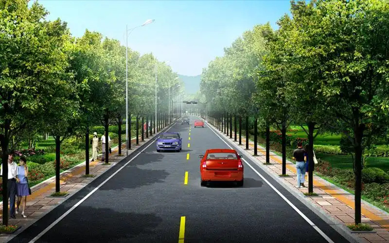 景观ps效果图道路绿化设计psd分层后期送道路规划文本文案设计