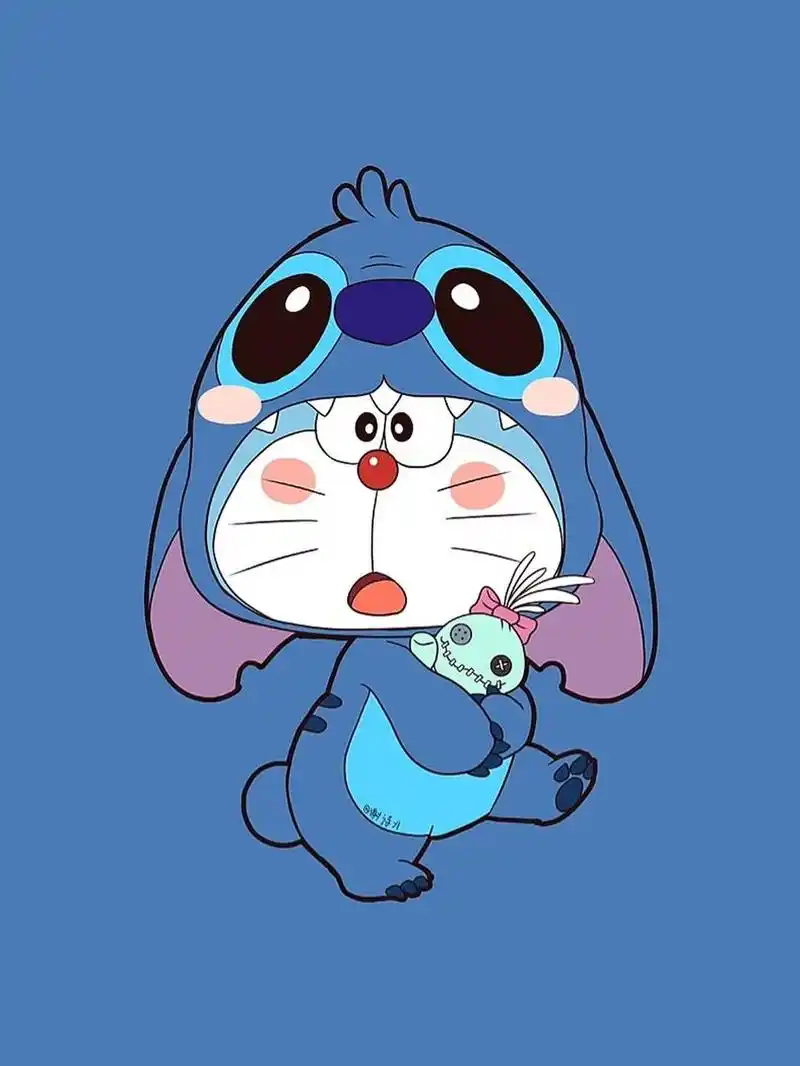 可爱哆啦a梦史迪仔头像壁纸 绘图:哆啦的博物馆7015谢诗yi  #哆啦