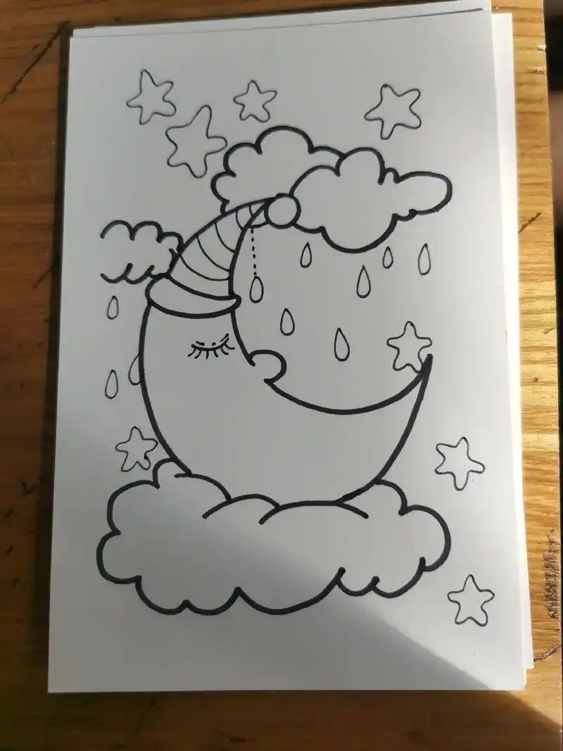 马克笔绘制创意月亮宝贝绘画作品