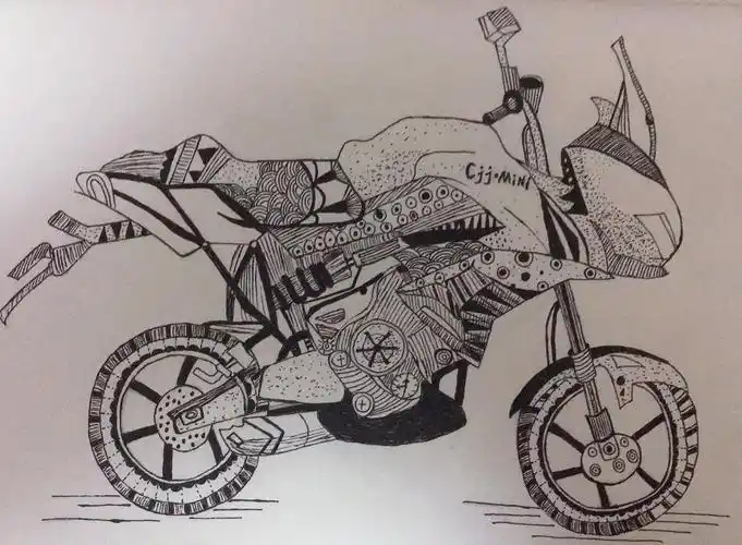 线描画——我心爱的小摩托
