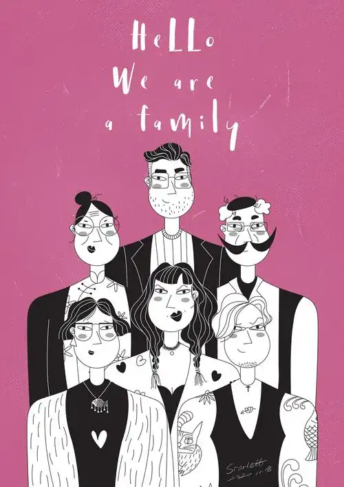 我的一家/my family|插画|创作习作|scarlett_yu - 原创作品 - 站酷