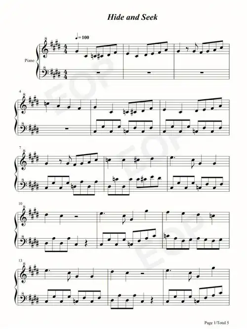 钢琴谱天堂岛之歌