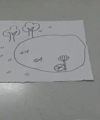 美丽的小池塘简笔画画法